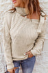Strapped Cut Out Shoulder Turtleneck Sweater